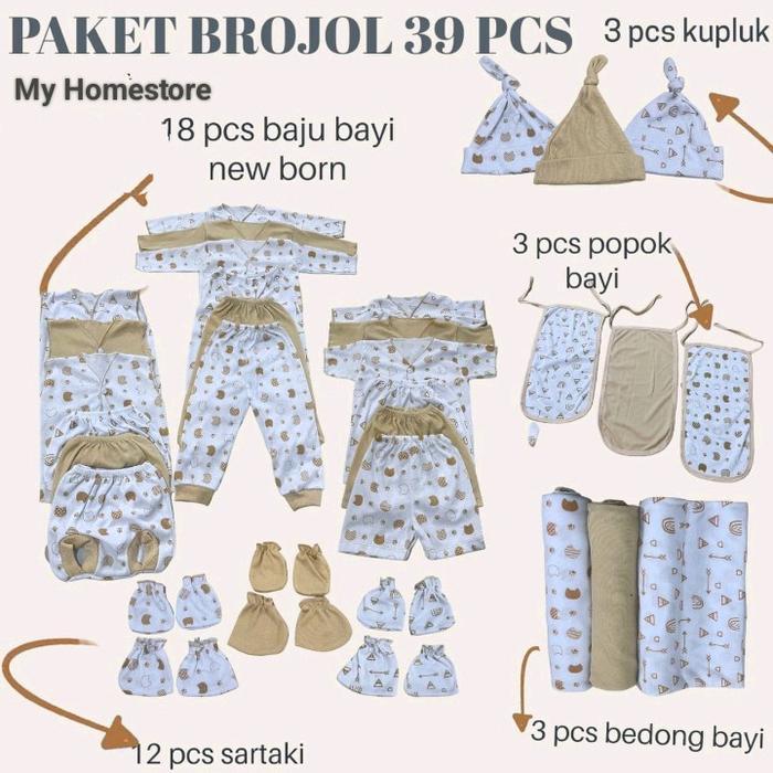 Paket Brojol 39 Pcs Pakaian Bayi Baru Lahir Paket Lahiran Kado Peralatan Lahiran Bayi Newborn