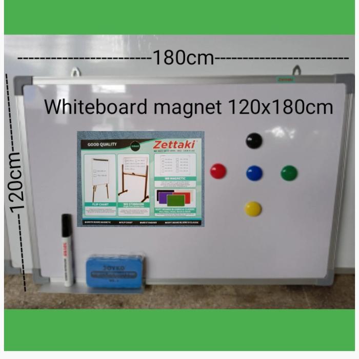 Papan Tulis Whiteboard Magnet Gantung Single Face Zettaki 120X180Cm