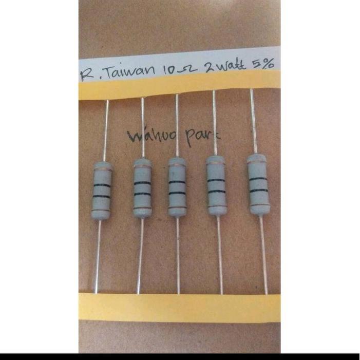 "New" Resistor taiwan 10 ohm 2 watt 5% harga (10 pcs )