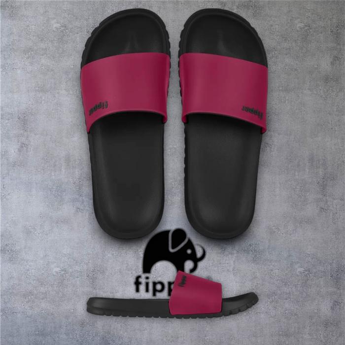 FIPPER SLIP ON TRAIL + BLACK / MAROON / BLACK - sandal slide pria/wanita