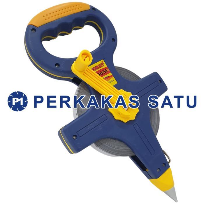 Meteran Tancap 100M 100 M Meter Mtr Rol Plat Besi Roll Gulung Gagang