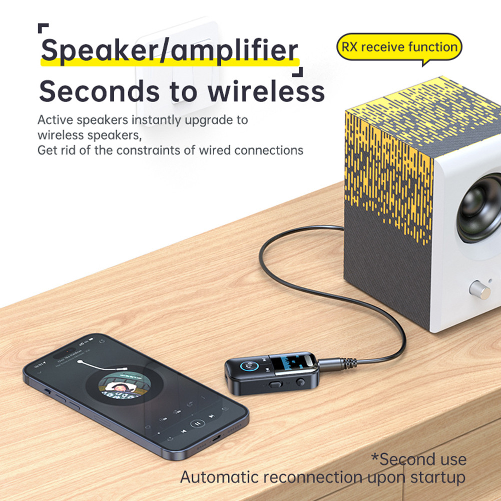 BT 5.4 Receiver Transmitter BT Adapter with LED Display BT 5.4 Audio Receiver Support TF Card for