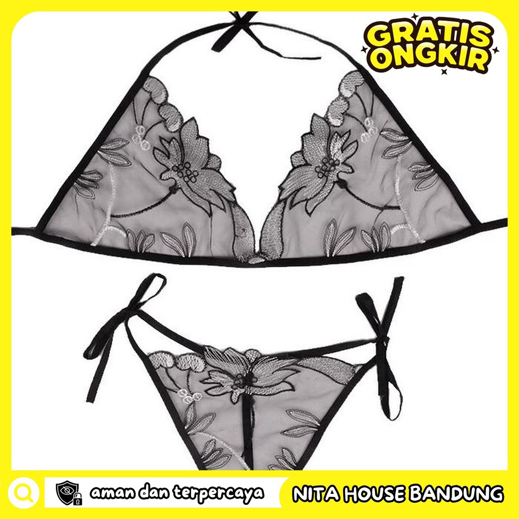 BRA SET WANITA CELANA DALAM BUNGA BORDIR BIKINI PRIVASI AMAN