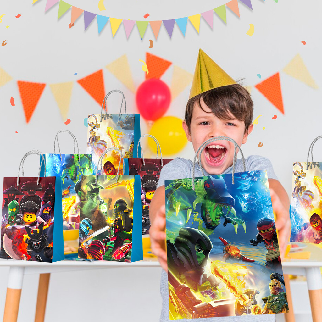 Ninja Party Gift Bags with Handle-16pcs Ninja Party Bag/Ninja Party Gift Treat Bags/Ninja Paper Bags