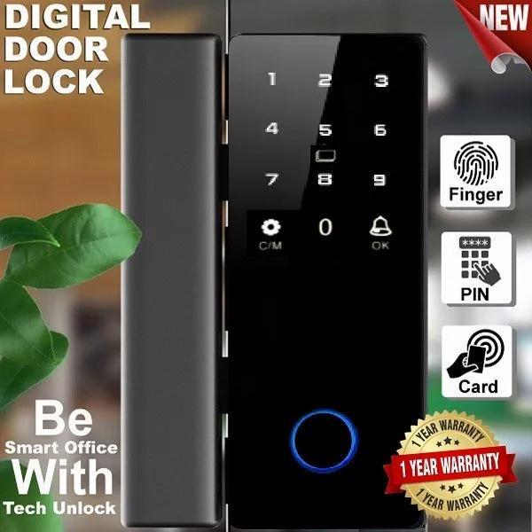 GAGANG PINTU DIGITAL DIGITAL DOOR LOCK FINGER PRINT SIDIK JARI GLASS