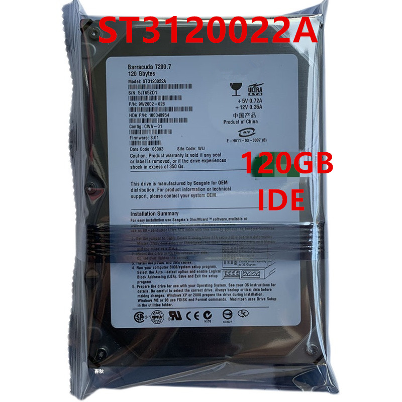 New Original HDD For Seagate 120GB IDE 3.5" 2MB 7200RPM For Internal Hard Disk For Desktop HDD For