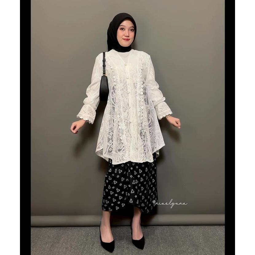 Leta Outer Tunik Brukat Cardigan Brokat Lengan Panjang Kebaya Tunik Atasan Outher Brukat Outer