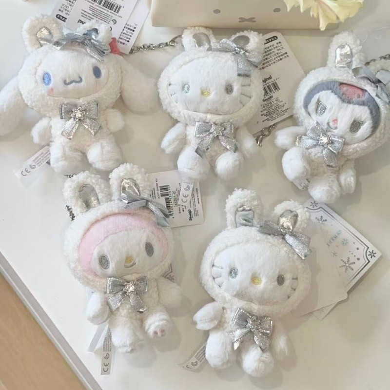 First Snow Winter Collection Kuromi Kitty Melody Anime Sanrio Plush doll Pendant Snow bunny