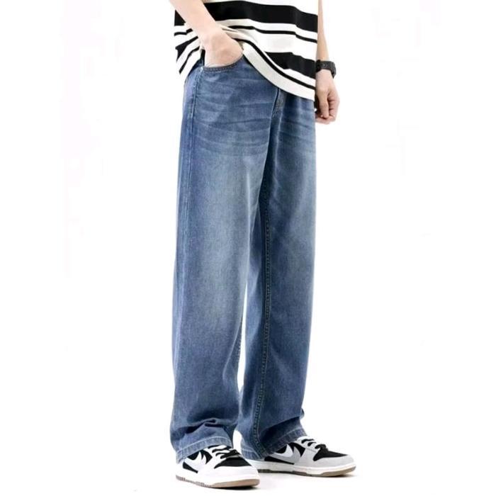 PROMO!!! Celana Jeans wide leg baggy Loose Pants Oversize Vintage gombrong skena Denim Basic Cowok