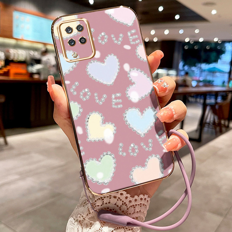 Casing Hp Untuk Samsung Galaxy A12 4G A12 5G F12 M12 Case Hati warna macaron pelapisan Kekinian Cesi