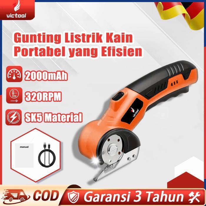 CODvictool Gunting kain tanpa kabel, gunting putar elektrik untuk kain, kardus, plastik, gunting