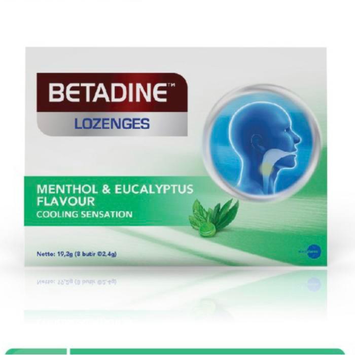 BETADINE LOZENGES MENTHOL EUCALYPTUS 8 BUTIR PERMEN PELEGA TENGGOROKAN