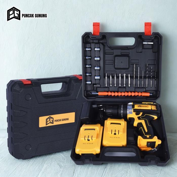 Mesin Bor Baterai Bor Impact Set Bor Listrik Kotak Peralatan Multifungsi Bor Beton Mesin Bor Baterai