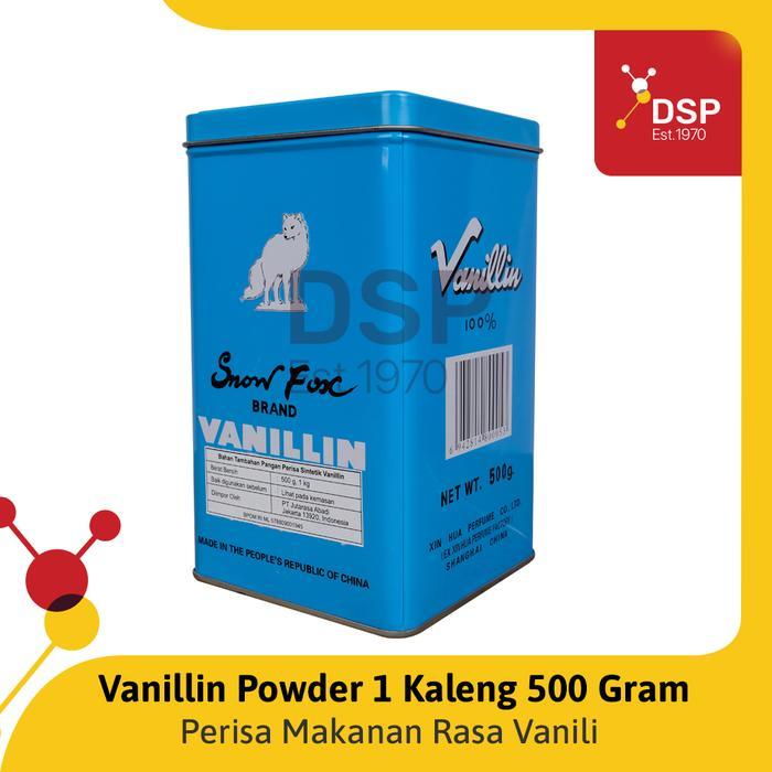 VANILLIN POWDER FOOD GRADE MERK SNOW FOX EX. POLAR BEAR, KALENG 500GR