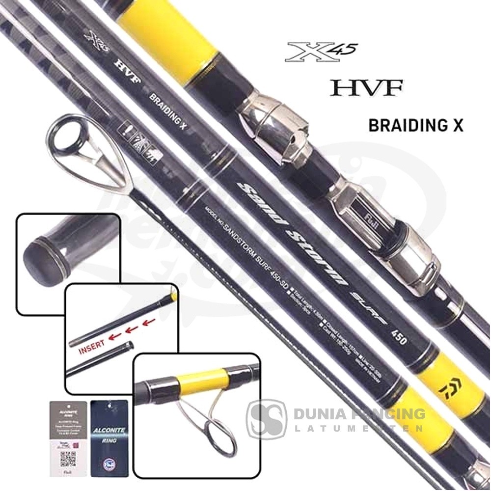 Joran Daiwa SANDSTORM SURF | Sambung 3 | Cincin Fuji | Panjang 4.25m & 4.50m High Quality