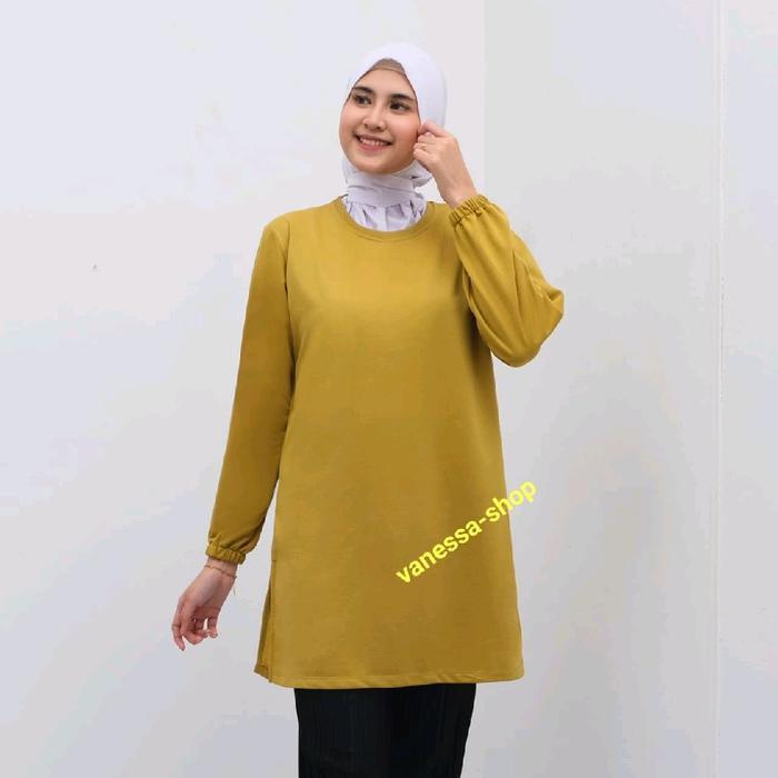 "New" kaos tunic wanita lengan panjang Polos Tunik Dewasa Cantik