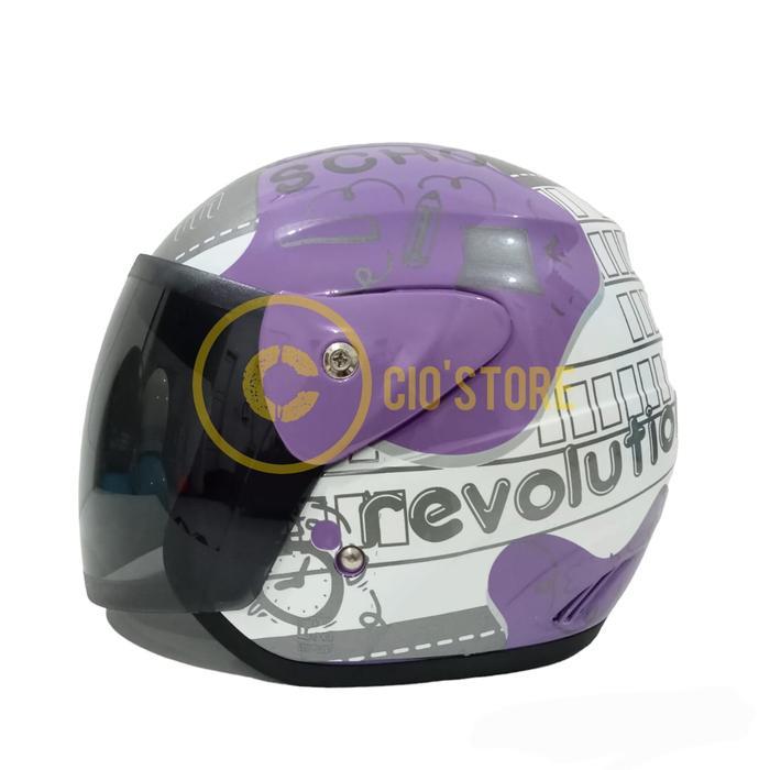 ORIGINAL HELM EVOLUTION NOTES REVOLUTION UNGU HALF FACE TERMURAH GM EVO READY STOCK