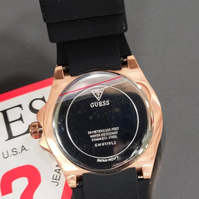 Jam Tangan Wanita Guess Original GW0118L2 Strap Rubber Black Fullset
