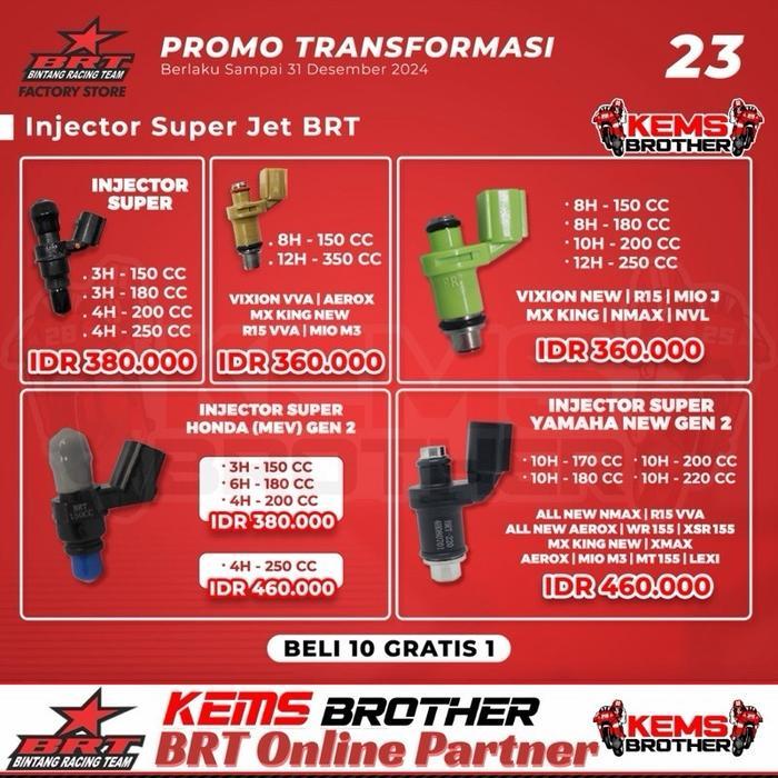 Injektor Original Brt Nmax Xmax Aerox Mio J Nvl Nva 8 Hole 180 Cc 8 Hole Dan 10 Hole Untuk 150Cc
