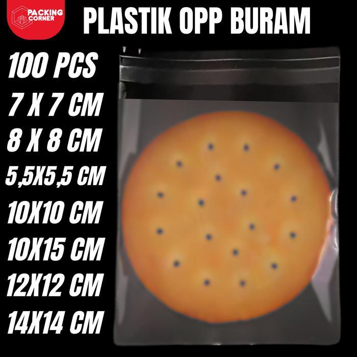 100 PCS Plastik OPP Lem Doff 5.5x5.5 7x7 8x8 10x10 10x15 12x12 14x14 Kantong Kemasan Kue Roti