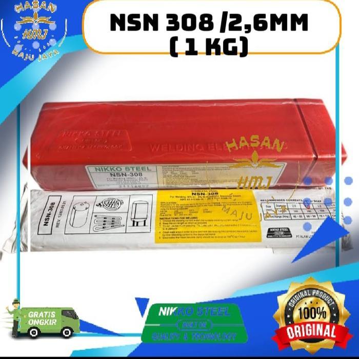 Kawat Las Stainless Nikko Steel Nsn308 E308 Ukuran 2,6Mm Nsn 308 2,6