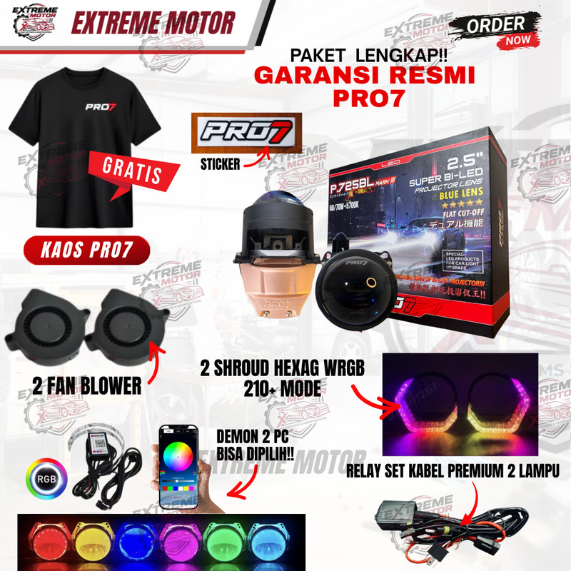 PAKET LENGKAP BILED PR07 P.725BL X-Series Mark III 60W / 70W / PROJIE P725BL Mark 3 XS/ PROYEKTOR BI