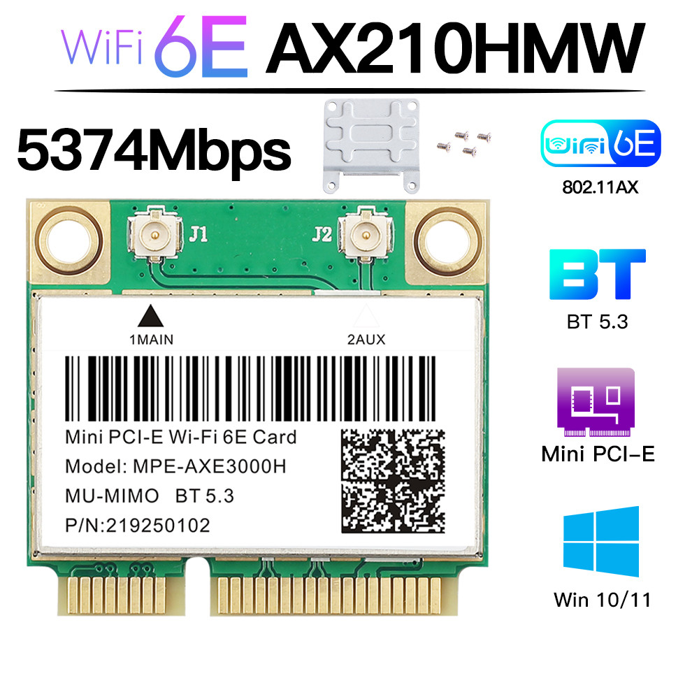 WiFi 6E AX210HMW Mini PCI-E Wifi Network Card Bluetooth 5.3 For AX210 Card 802.11AX Wireless Wi-Fi