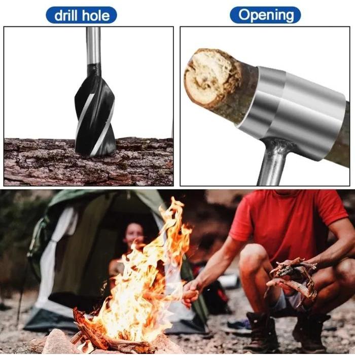 Mata Bor Tangan Manual Bushcraft Alat Bor Kayu Survival Portabel untuk Camping & Outdoor