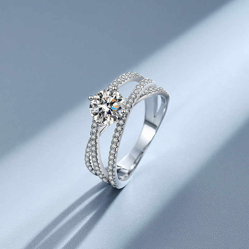 Three-band Three-lifetime Ring 1 Carat Moissanite Women's PT950 Platinum - PT950 platinum moissanite