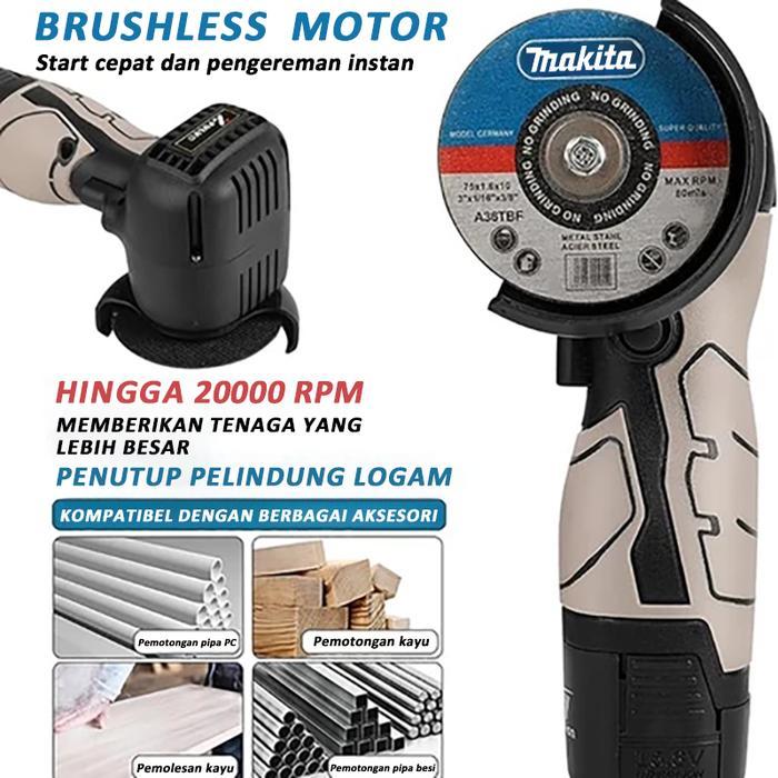 MAKITA 168V Brushless Gerinda Angle Grinder Cordless Mesin Gerinda Tangan Elektrik Gerinda Baterai