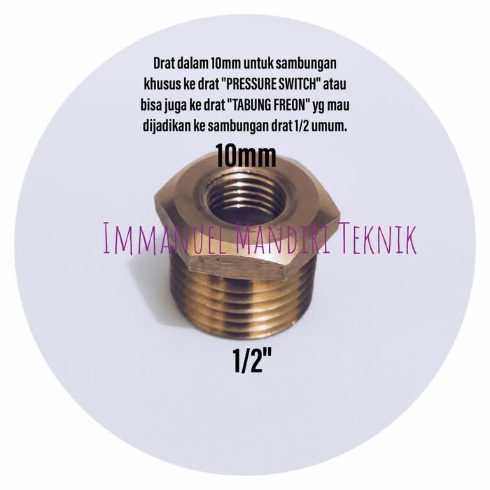 NEPEL FREON TABUNG 1/2 X 10MM / KONEKTOR TABUNG FREON 1/2 X 10MM
