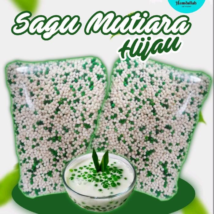 "New" Sagu mutiara Hijau 1kg/Pacar cina/Sekoteng pacar cina,biji delima mutiara sagu