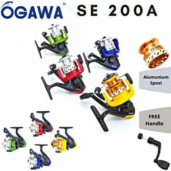 Reel Pancing Spinning Ogawa Se 200A Random Color Aluminium Spool, 5 Ball Bearings, Ringan 176Gr,