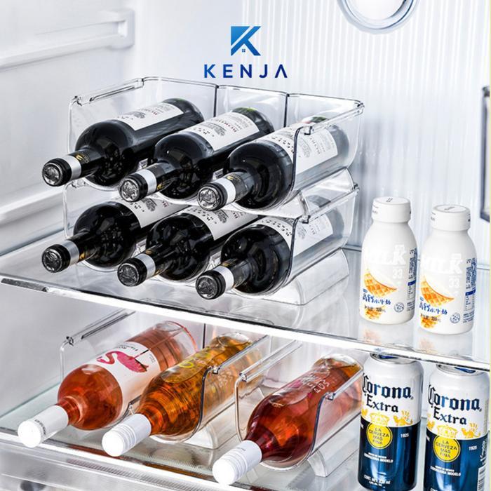 KENJA Rak Penyimpanan Botol Wine & Minuman Transparan Minimalis - Tempat Penyimpanan Botol Kulkas