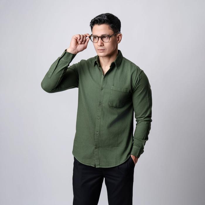 VENGOZ KEMEJA JEANS PRIA - MENS WASHED DENIM SHIRT LS ARMY