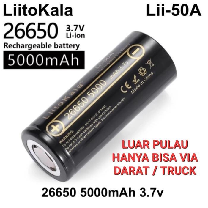 Liitokala Lii-50A 26650 5000Mah Hicapacity Li-Ion Rechargeable Battery