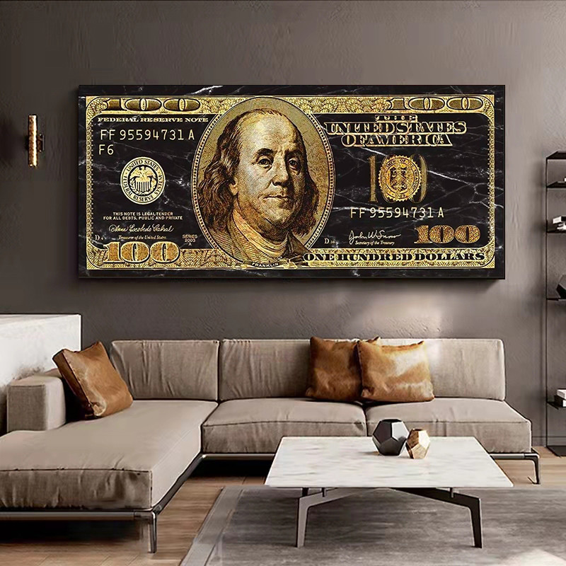 Creative Burning 100 Dollars Posters and Prints Modern Inspirational Bill Canvas Painting Wall Art