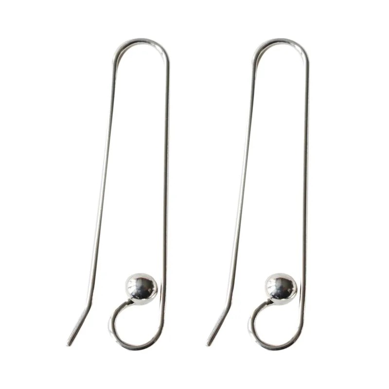 solid 925 sterling silver ear hook, Large Sterling Silver Earring Hook Ear Wire with 3.8mm Stopper