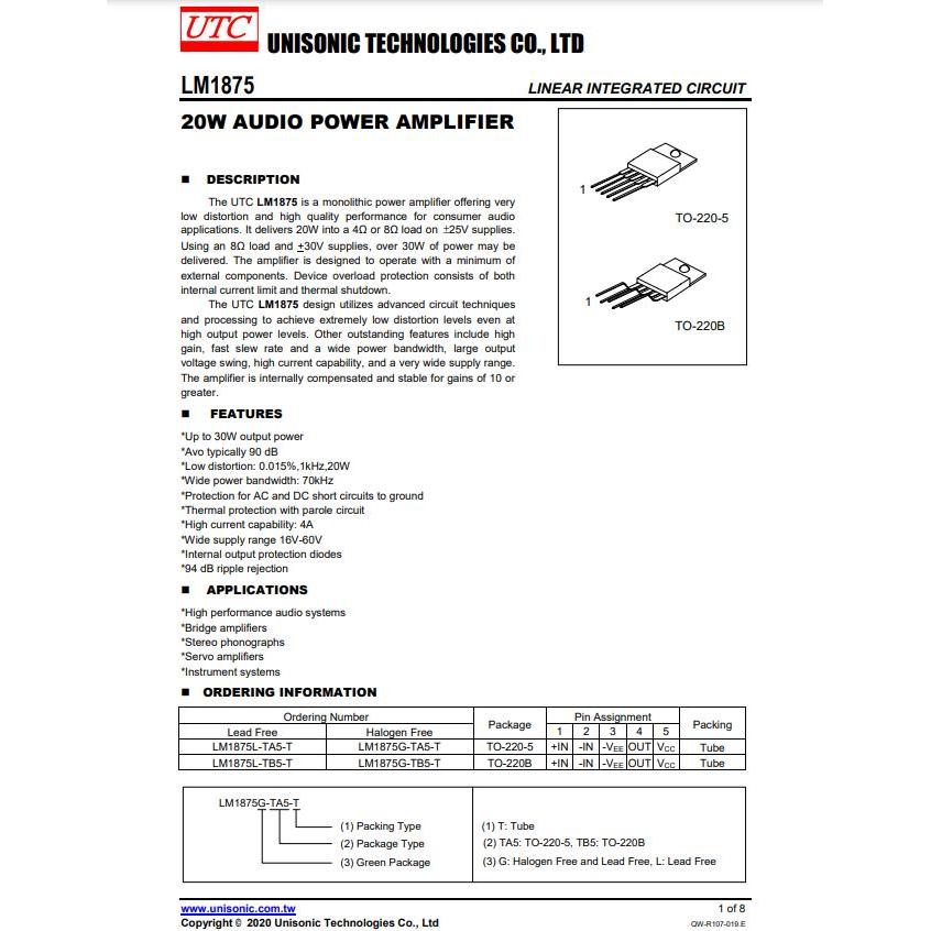 "New" IC HiFI Amplifier Gainclone Original UTC LM1875-L TDA2050-L TDA2030-L