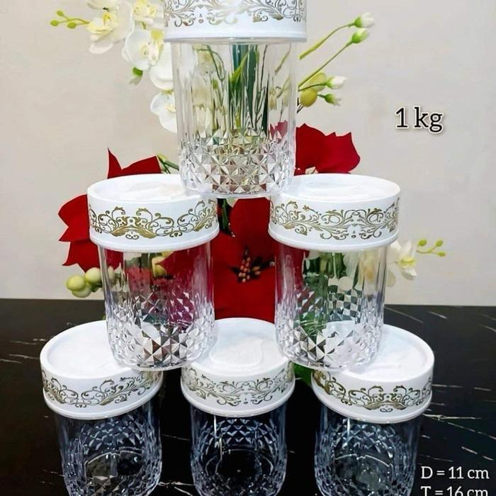Toples Pyrex Lilia Akrilik Acrylic Bening Toples Mewah Elegan Kue Candy Cantik Lebaran Hari Raya