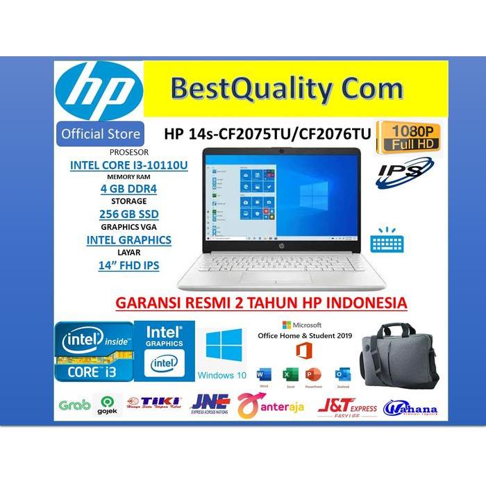 HP 14s-CF2075TU i3-10110U 4GB 256GB UHD 14"FHD Win10 + Office 2019