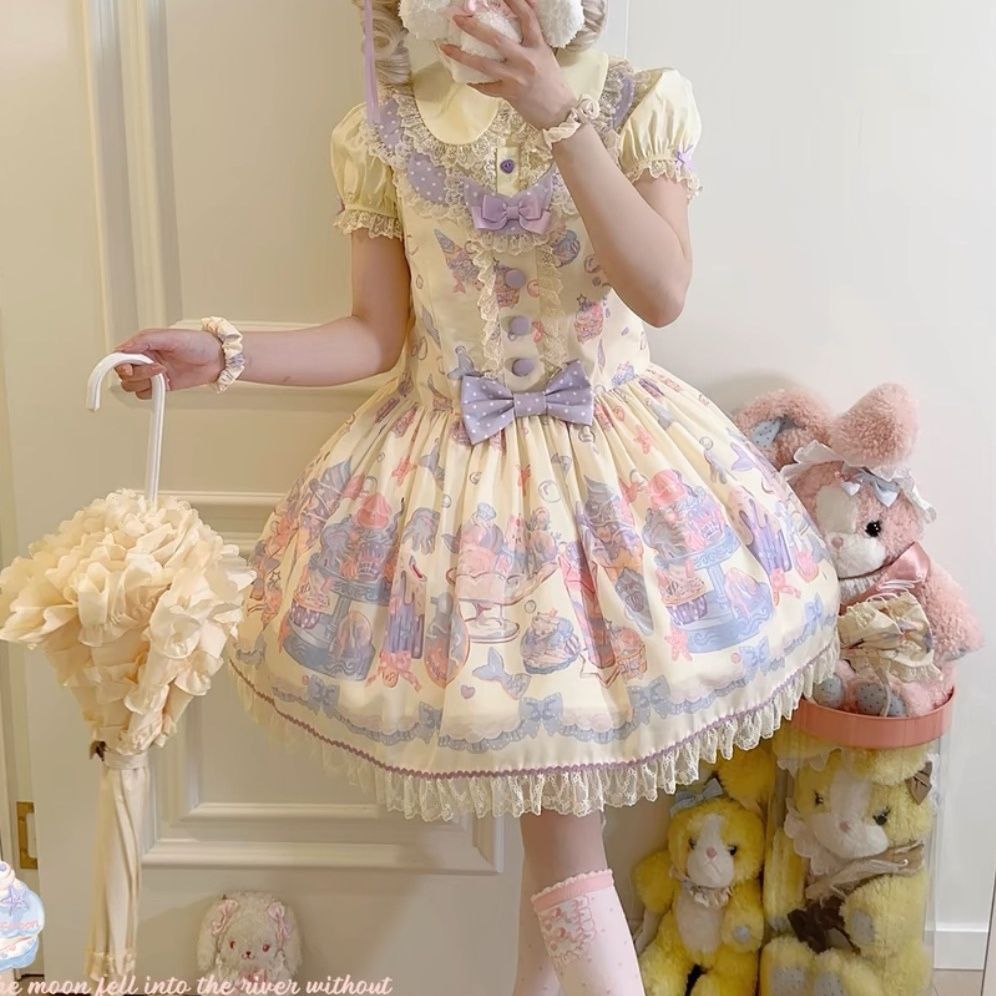 Coalfell Purple [Taro Ice Cream] JSK Strap Skirt Original Design Lolita Strap Puff Dress