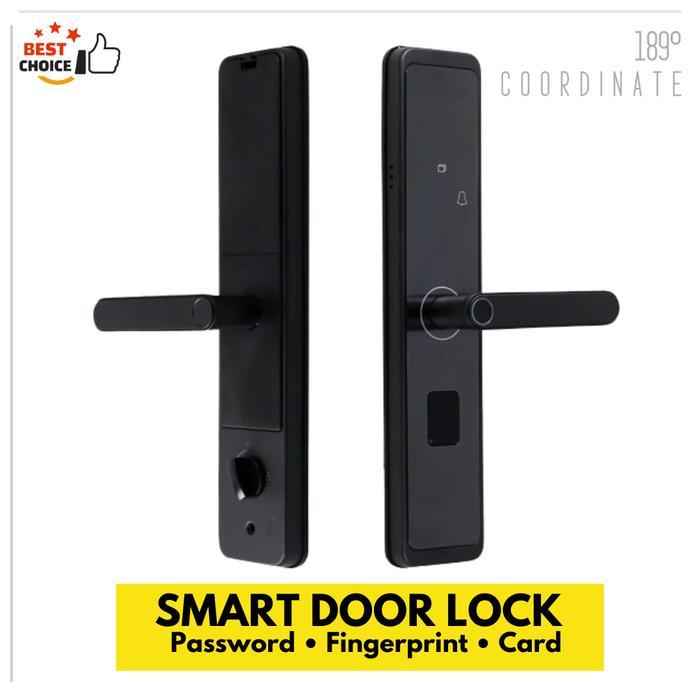 SMART DOOR LOCK FINGERPRINT PINTU CARD OTOMATIS KUNCI PINTU ALARM KEY