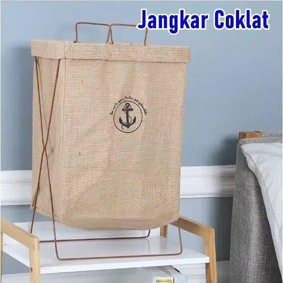 LAUNDRY BAG KERANJANG CUCIAN BAJU PAKAIAN KOTOR LIPAT RANGKA BESI