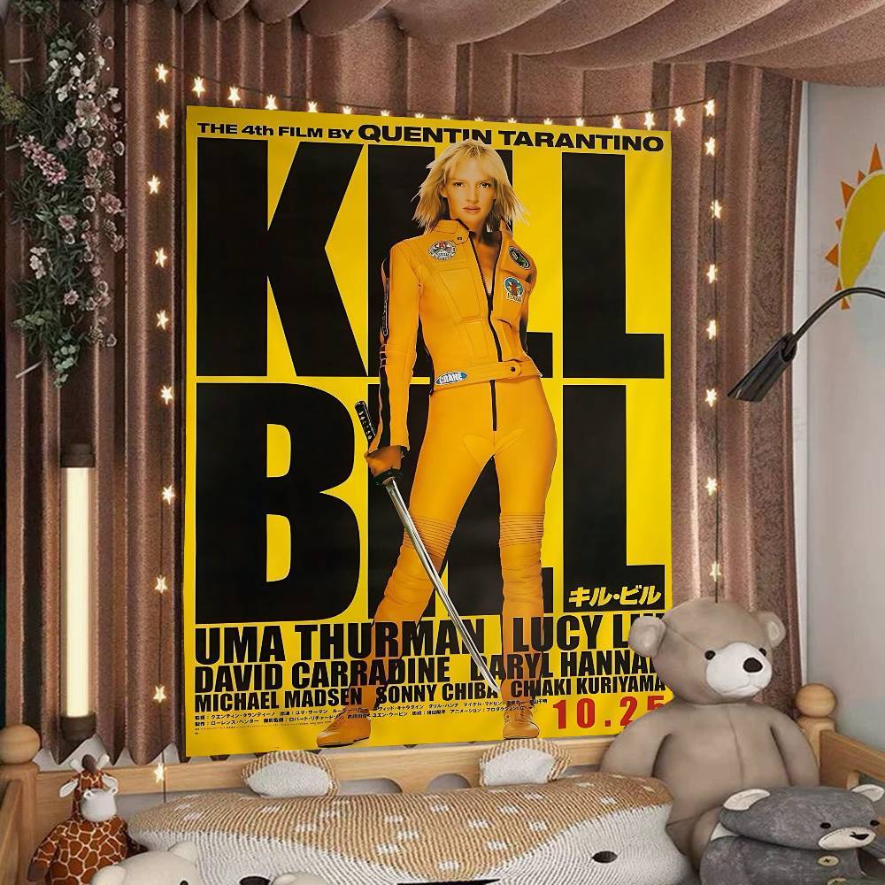 Kill Bill Popular Movie Anime Tapestry Hanging Tarot Hippie Wall Rugs Dorm Home Decor