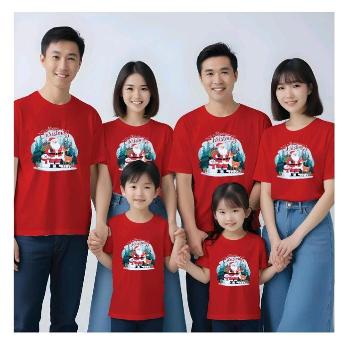 ASLI Baju Kaos Couple Keluarga Seragam Motif Natal / Sataun / Atasan Oblong Couple Pasangan Ready