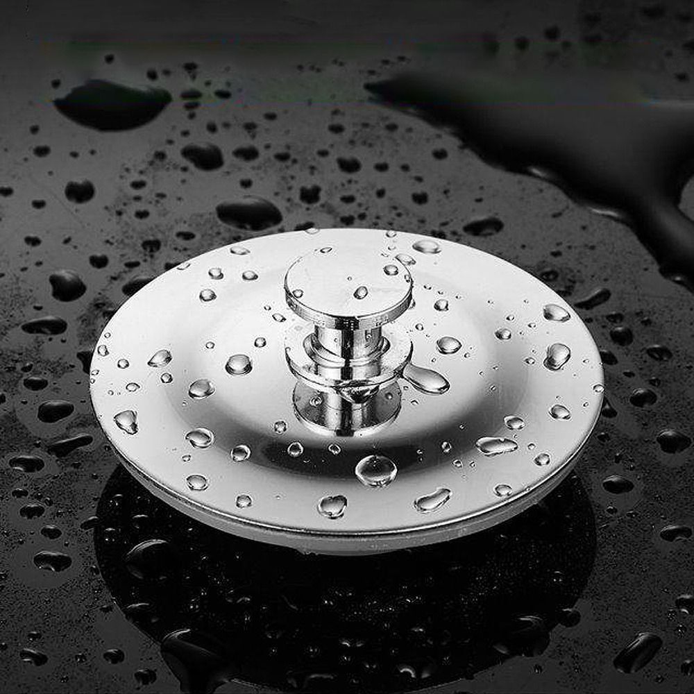 Universal Bathtub Stopper 40mm Dia Stainless Steel Drain Plug Adjustable Rubber Sealing Ring
