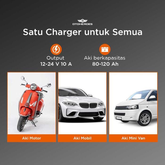 Ready Charger Aki Accu Mobil Motor Taffware Lead Acid 12-24V 10A 80-120Ah