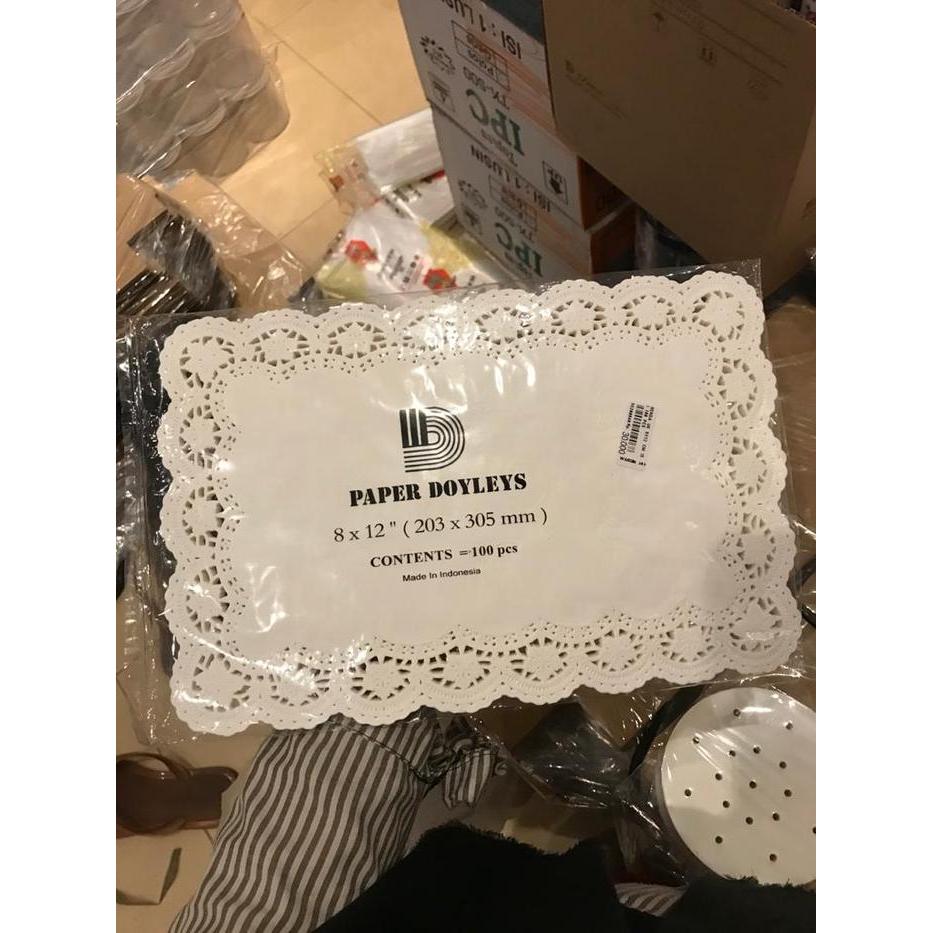 TERBARU RENDA 8X12INCH/100PCS Paper Doyleys 8x12inch 20x30cm untuk Alas Kue Seseraan Hampers Tanpa