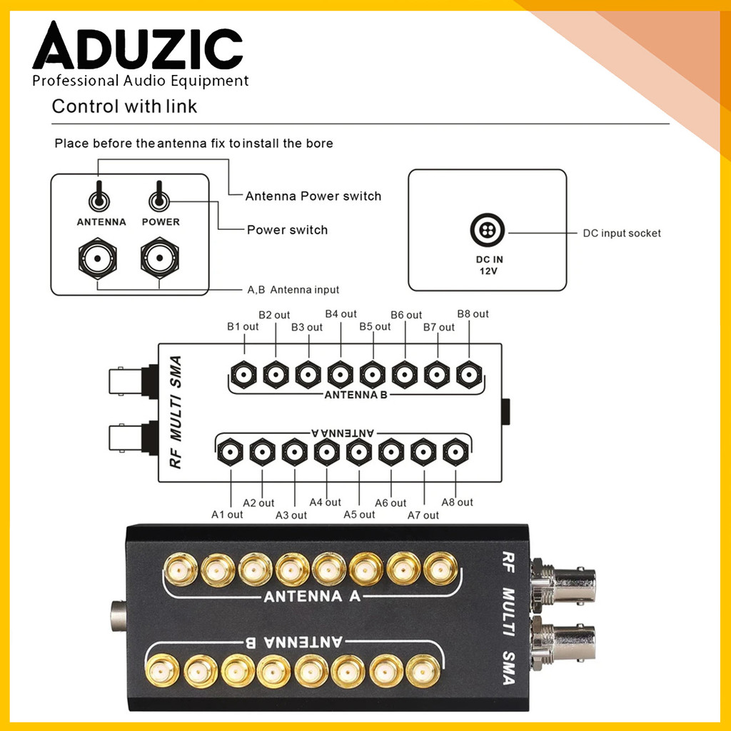 Aduzic PTS80 Antenna Combiner RF Distribuidor De Antenas UHF Antena RF Signal Splitter UHF